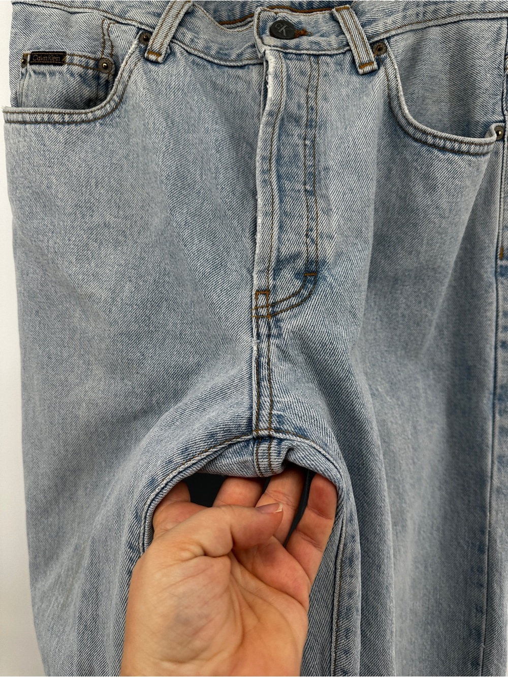 Calvin Klein VTG Y2K Heritage Streetwear Light Wash Straight-Leg Jeans Sz32 - Picture 4 of 16